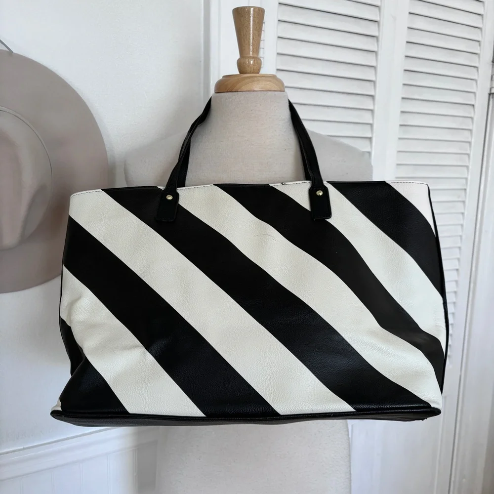 Betsey Johnson All That Jazz striped Faux Leather Tote